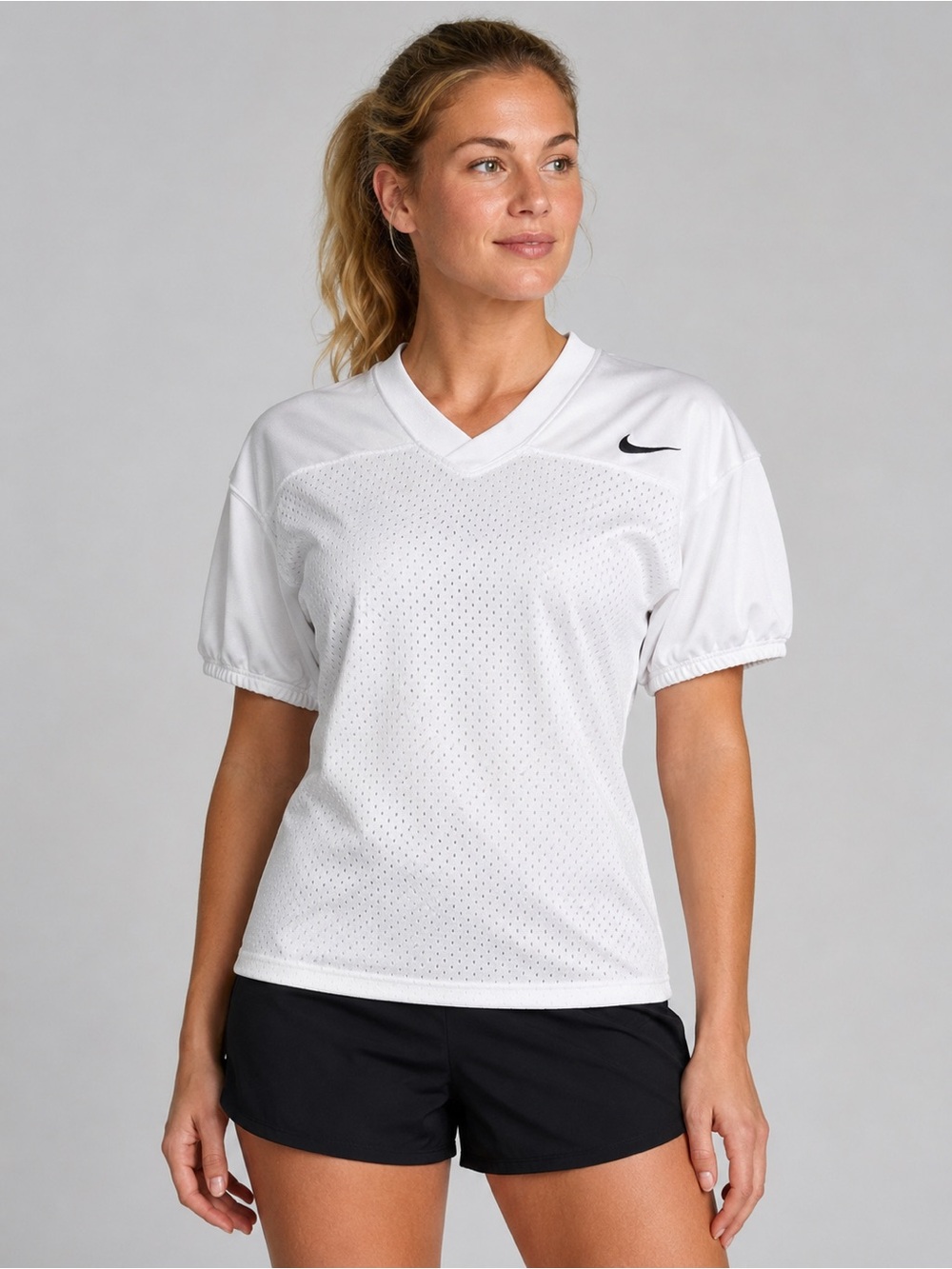 Nike Dri-FIT White Mesh Football Jersey Athletic Top